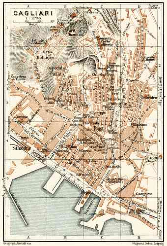 Cagliari city map, 1929