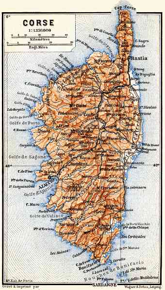 Corsica map, 1885