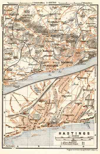 Hastings city map, 1906. Environs of Hastings