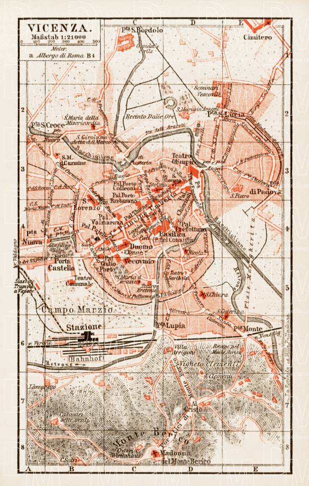 Vicenza city map, 1903. Use the zooming tool to explore in higher level of detail. Obtain as a quality print or high resolution image