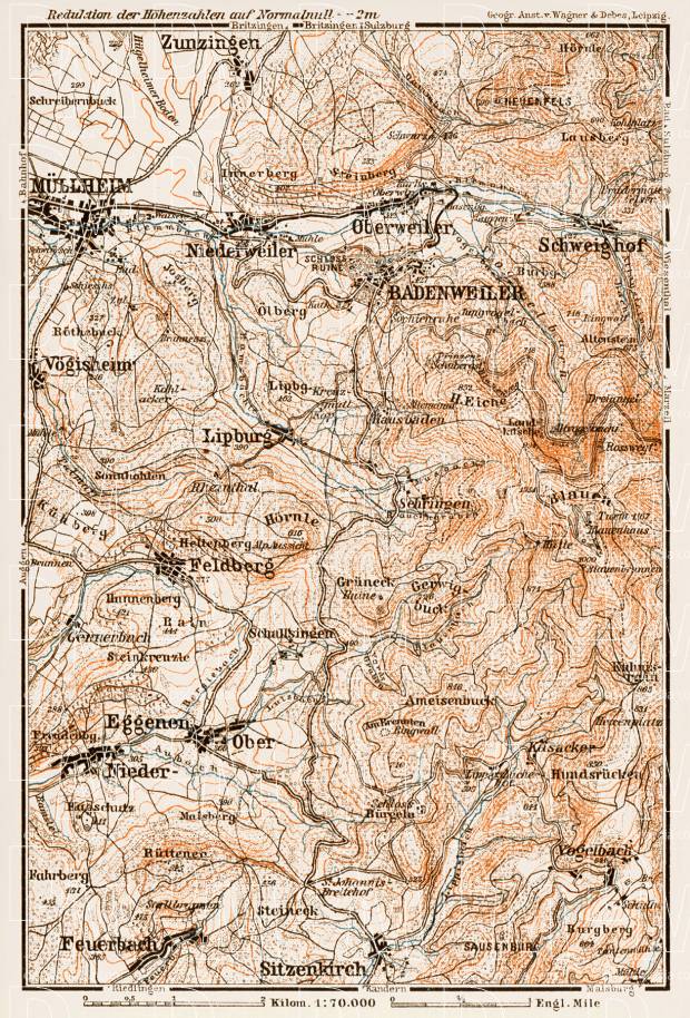 Badenweiler environs map, 1909. Use the zooming tool to explore in higher level of detail. Obtain as a quality print or high resolution image