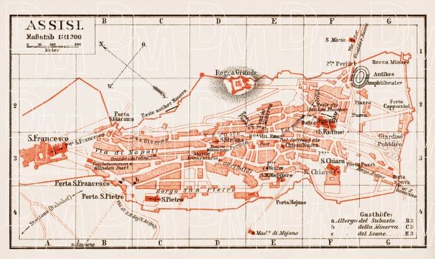 Assisi town plan, 1903. Use the zooming tool to explore in higher level of detail. Obtain as a quality print or high resolution image