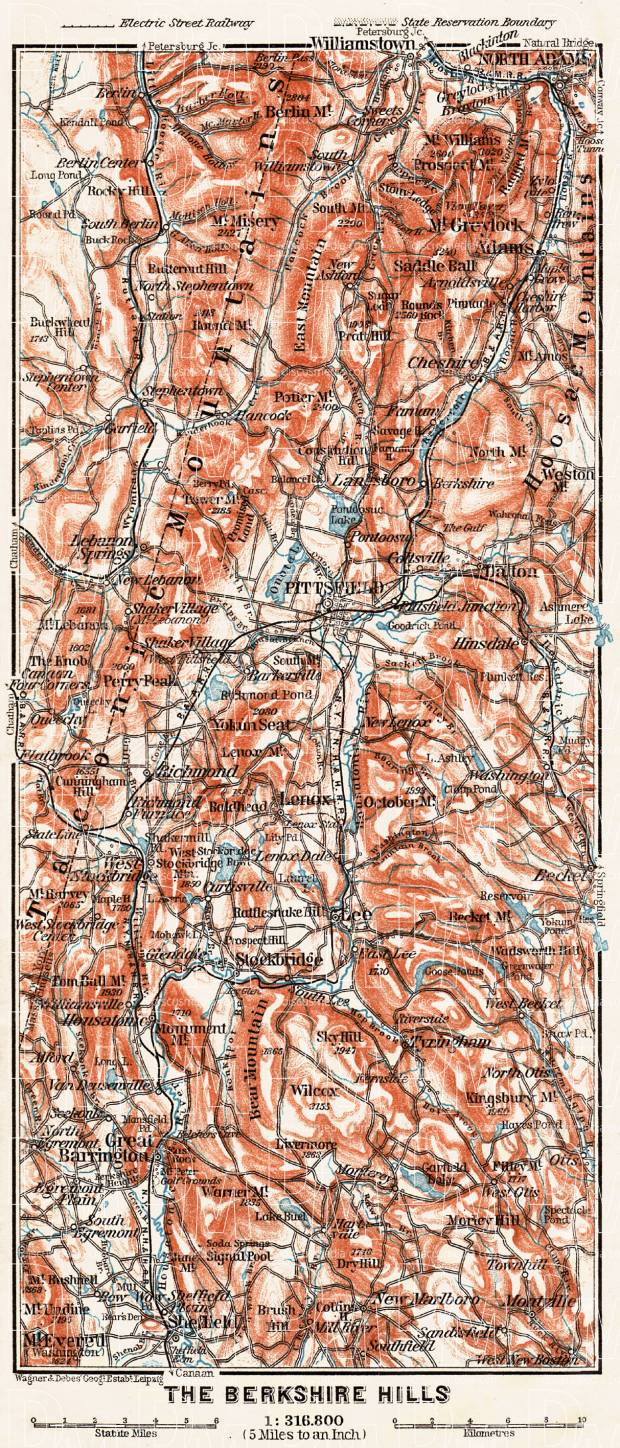 Map of the Berckshire Hills, 1909. Use the zooming tool to explore in higher level of detail. Obtain as a quality print or high resolution image