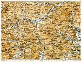 Map of the Steyr (Steirische) and Carinthian (Kärntner) Alps from Murau to Graz, 1906