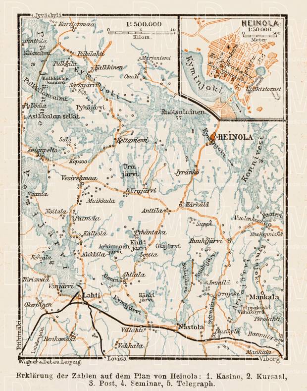 Heinola town plan with Mankala rapids area (to Lahti), 1929. Use the zooming tool to explore in higher level of detail. Obtain as a quality print or high resolution image