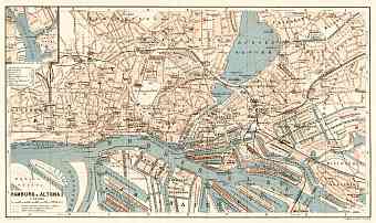 Hamburg and Altona city map, 1906