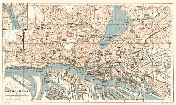 Hamburg and Altona city map, 1906. Use the zooming tool to explore in higher level of detail. Obtain as a quality print or high resolution image