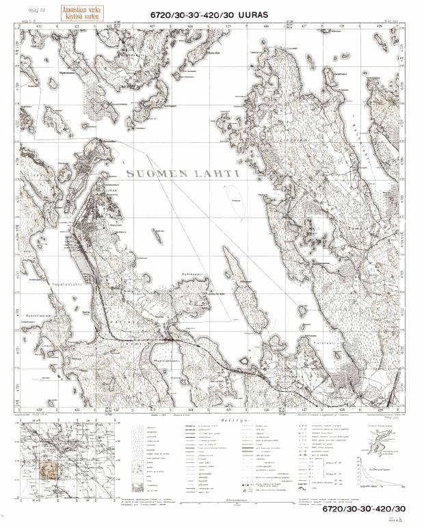 Vysotsk. Uuras. Topografikartta 402202. Topographic map from 1938. Use the zooming tool to explore in higher level of detail. Obtain as a quality print or high resolution image