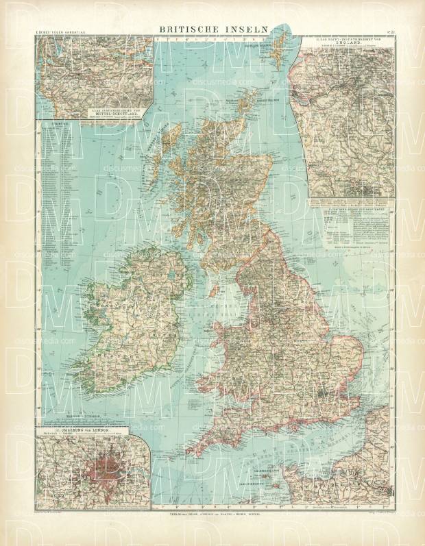 British Isles Map, 1905. Use the zooming tool to explore in higher level of detail. Obtain as a quality print or high resolution image