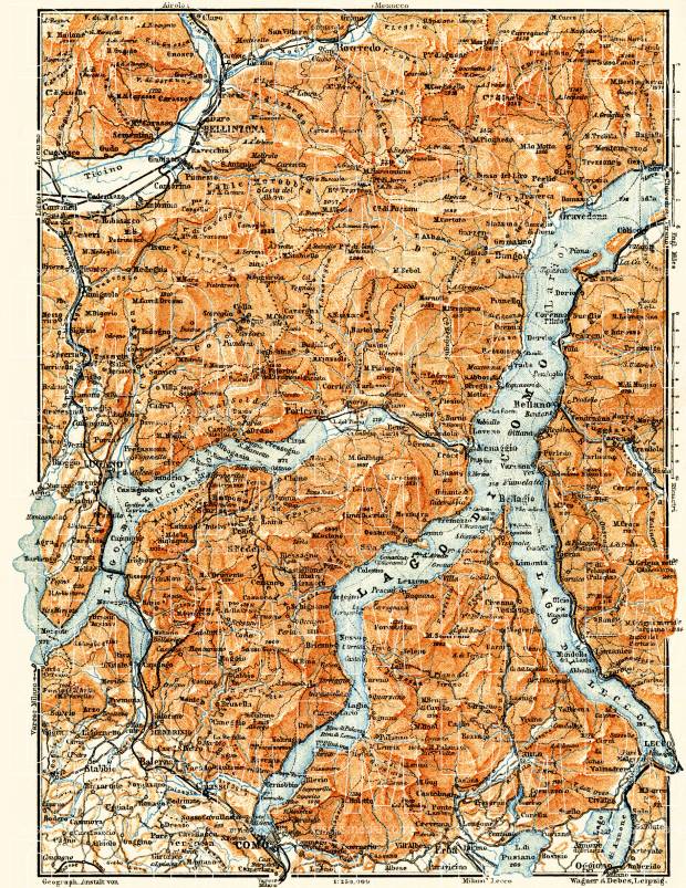 Como Lake and its environs map, 1908. Use the zooming tool to explore in higher level of detail. Obtain as a quality print or high resolution image