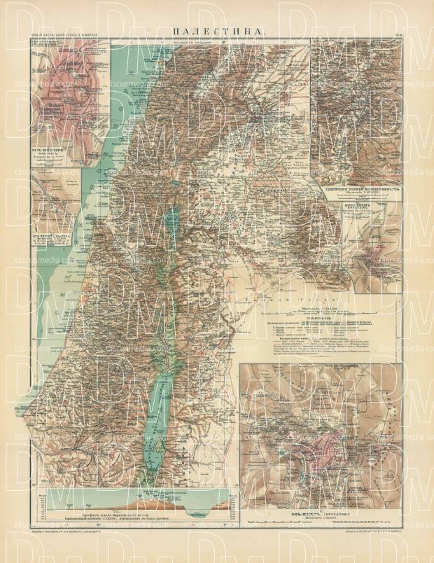 Palestine Map (in Russian), 1910. Use the zooming tool to explore in higher level of detail. Obtain as a quality print or high resolution image