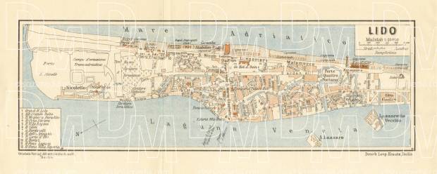 Lido of Venice (Lido di Venezia) town plan, 1929. Use the zooming tool to explore in higher level of detail. Obtain as a quality print or high resolution image