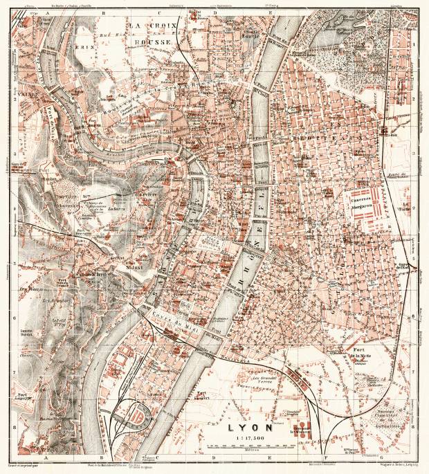 Lyon city map, 1902. Use the zooming tool to explore in higher level of detail. Obtain as a quality print or high resolution image