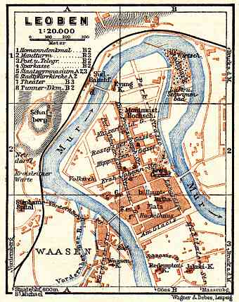 Leoben city map, 1911