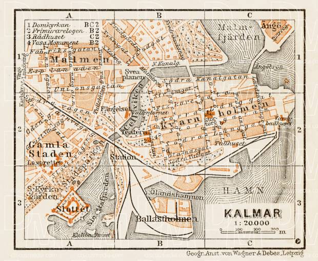 Kalmar town plan, 1929. Use the zooming tool to explore in higher level of detail. Obtain as a quality print or high resolution image