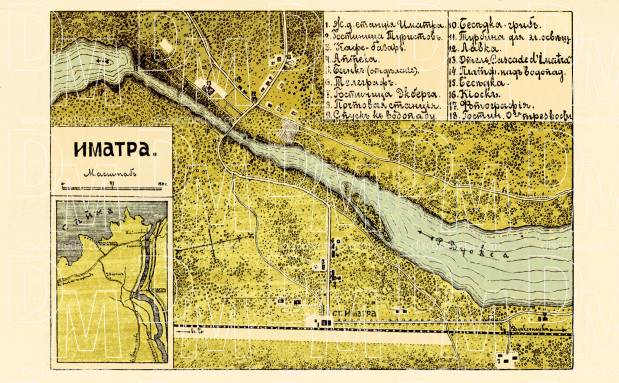 Imatra town plan (in Russian), 1913. Use the zooming tool to explore in higher level of detail. Obtain as a quality print or high resolution image