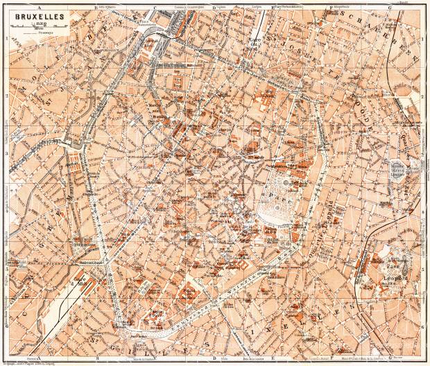 Brussels (Brussel, Bruxelles) city map, 1904. Use the zooming tool to explore in higher level of detail. Obtain as a quality print or high resolution image
