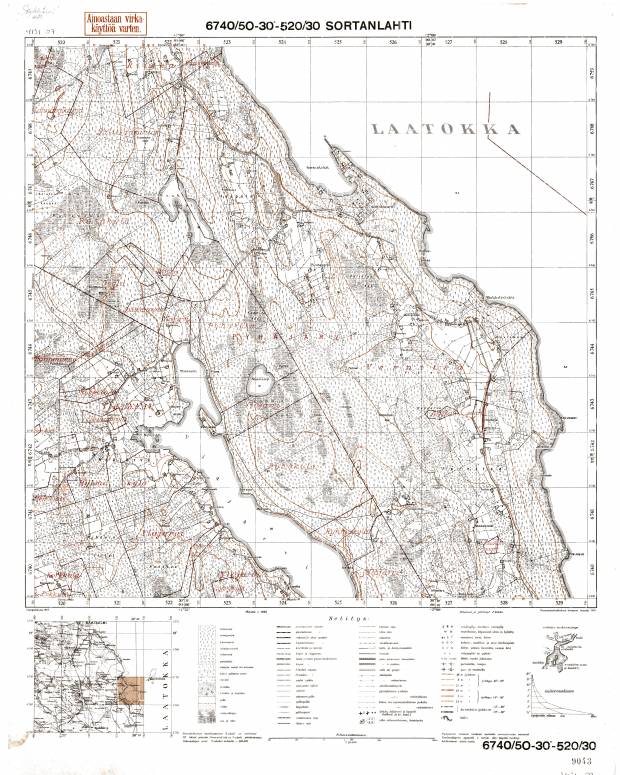 Vladimirovka. Sortanlahti. Topografikartta 413107. Topographic map from 1939. Use the zooming tool to explore in higher level of detail. Obtain as a quality print or high resolution image