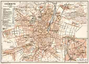 Chemnitz city map, 1911