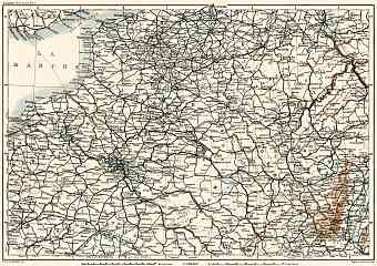 France, northeastern part map, 1913