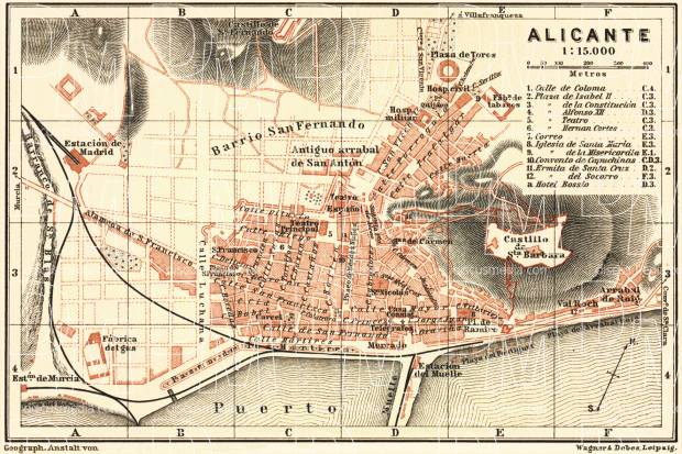 Alicante city map, 1899. Use the zooming tool to explore in higher level of detail. Obtain as a quality print or high resolution image