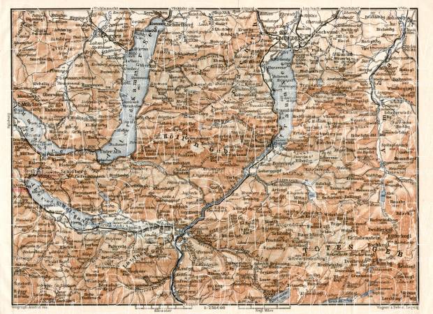 North Salzkammergut map, 1913. Use the zooming tool to explore in higher level of detail. Obtain as a quality print or high resolution image
