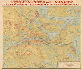 Stockholm city and adjacent communes map, 1911