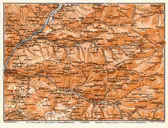 Grödner and Villnös Valleys map, 1906