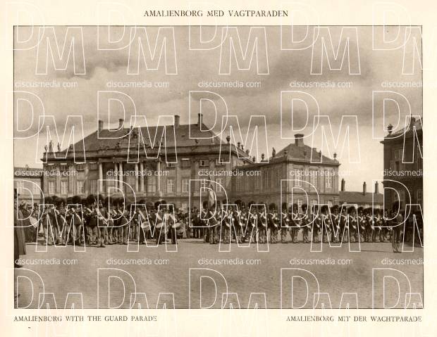 Copenhagen's Amalienborg with the Guard Parade. Use the zooming tool to explore in higher level of detail. Obtain as a quality print or high resolution image