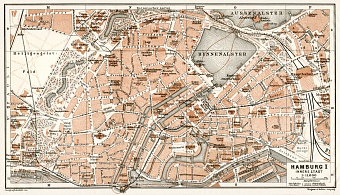 Hamburg, central part map, 1911