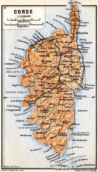 Corsica map, 1900