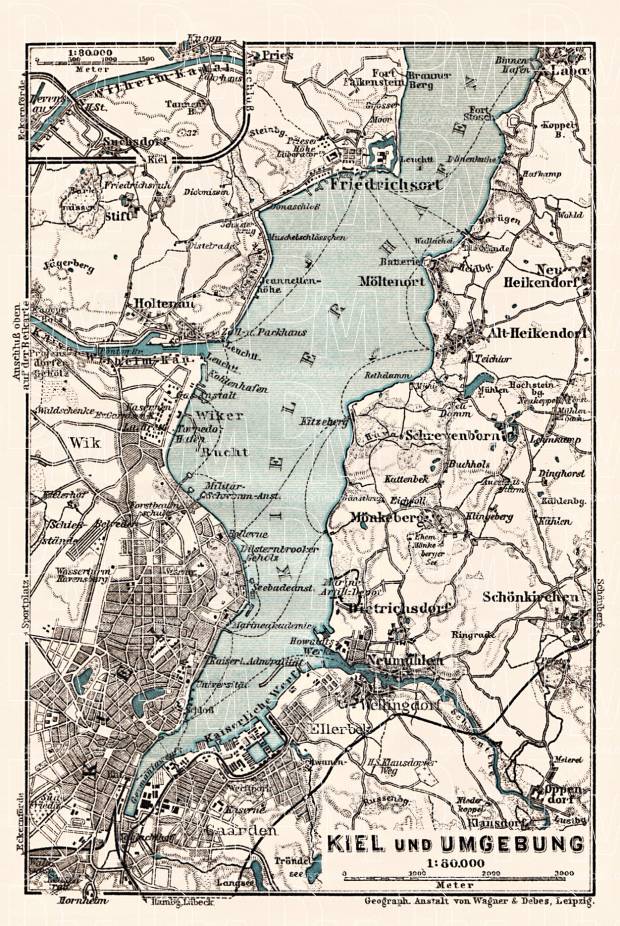 Kiel environs map, 1911. Use the zooming tool to explore in higher level of detail. Obtain as a quality print or high resolution image