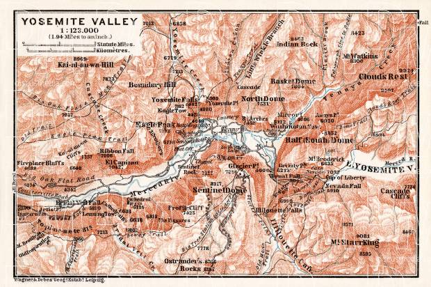 Map of the Yosemite Valley, 1909. Use the zooming tool to explore in higher level of detail. Obtain as a quality print or high resolution image