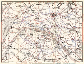 Paris Tramway and Metro Network map, 1910