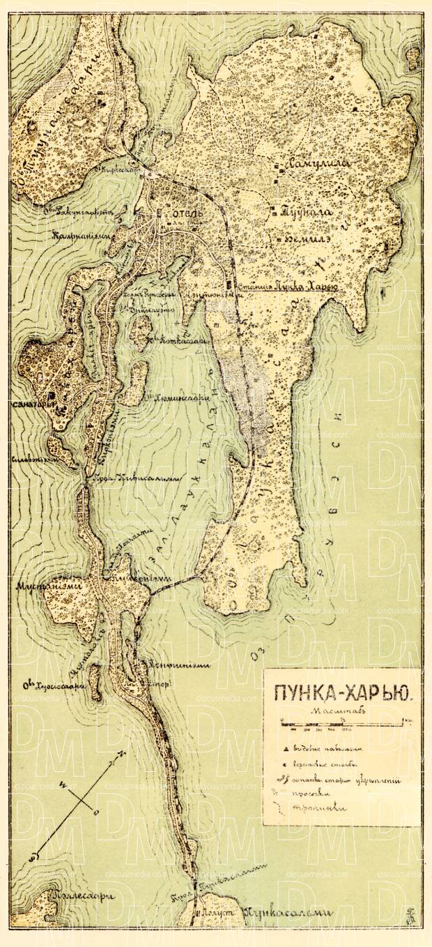 Punkaharju map (in Russian), 1913. Use the zooming tool to explore in higher level of detail. Obtain as a quality print or high resolution image