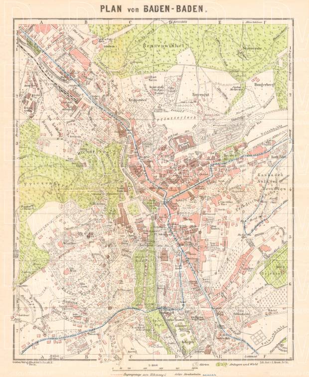Baden-Baden town plan, 1927. Use the zooming tool to explore in higher level of detail. Obtain as a quality print or high resolution image