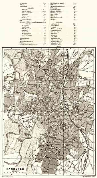 Hannover city map, 1887