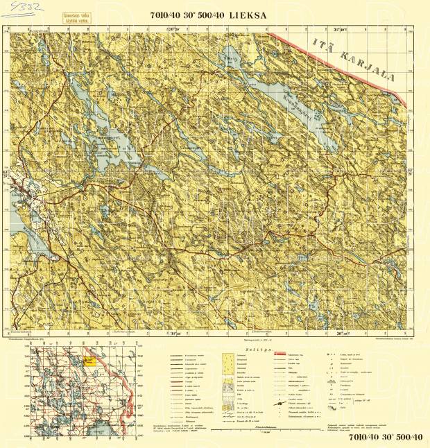 Lieksa. Topografikartta 4332. Topographic map from 1935. Use the zooming tool to explore in higher level of detail. Obtain as a quality print or high resolution image