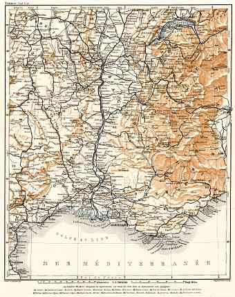 France, southeastern part map, 1902