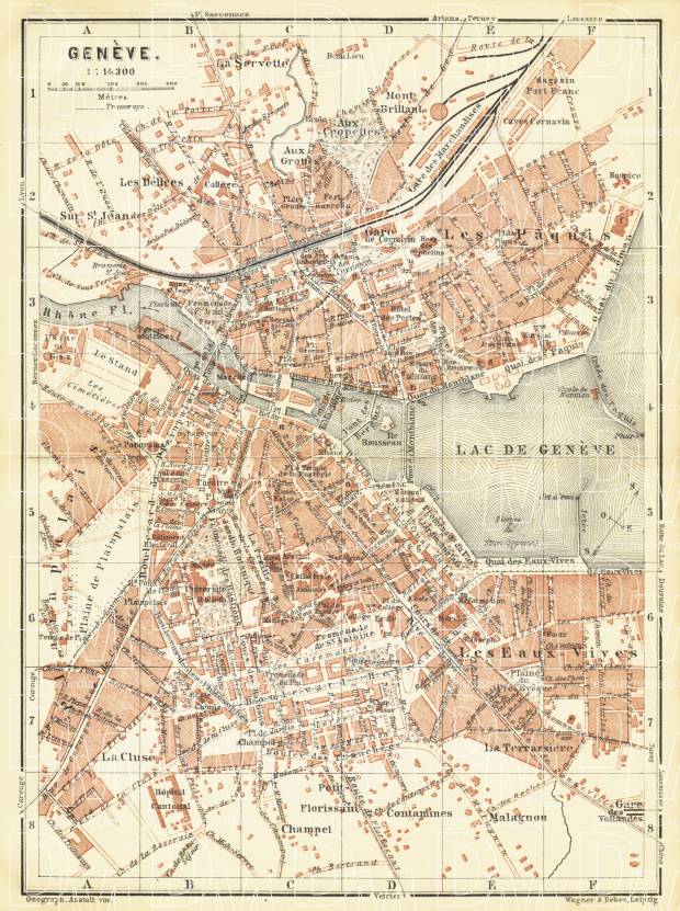 Geneva (Genf, Genève) city map, 1897. Use the zooming tool to explore in higher level of detail. Obtain as a quality print or high resolution image