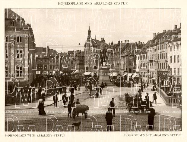 Copenhagen's Højbroplads Square with Absalon's Statue. Use the zooming tool to explore in higher level of detail. Obtain as a quality print or high resolution image