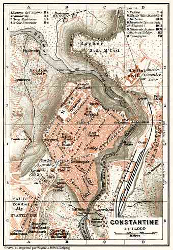 Constantine (قسنطينة‎) city map, 1909