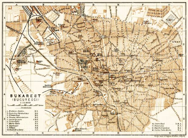 Bucharest (Bucureşti) city map, 1905. Use the zooming tool to explore in higher level of detail. Obtain as a quality print or high resolution image