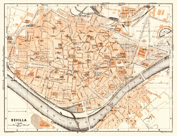 Seville (Sevilla) city map, 1929. Use the zooming tool to explore in higher level of detail. Obtain as a quality print or high resolution image