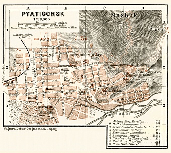 Pyatigorsk (Пятигорскъ) city map, 1914