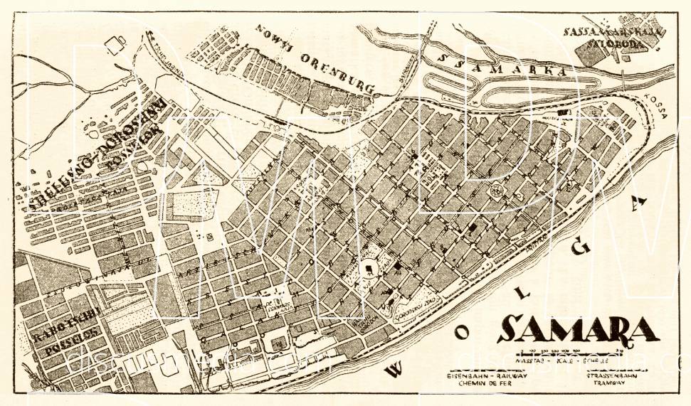 Old map of Samara in 1928. Buy vintage map replica poster print or