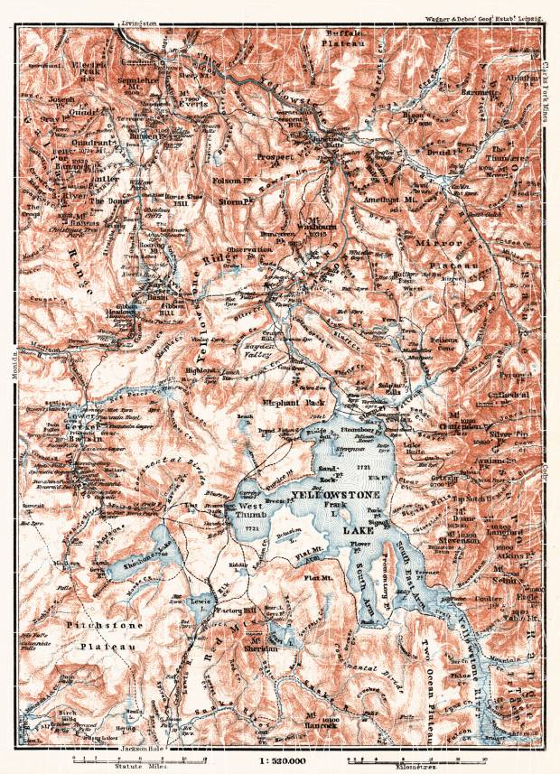 Map of the Yellowstone National Park, 1909. Use the zooming tool to explore in higher level of detail. Obtain as a quality print or high resolution image