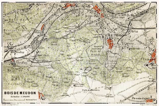 Bois de Meudon - the Forest of Meudon map, 1903. Use the zooming tool to explore in higher level of detail. Obtain as a quality print or high resolution image