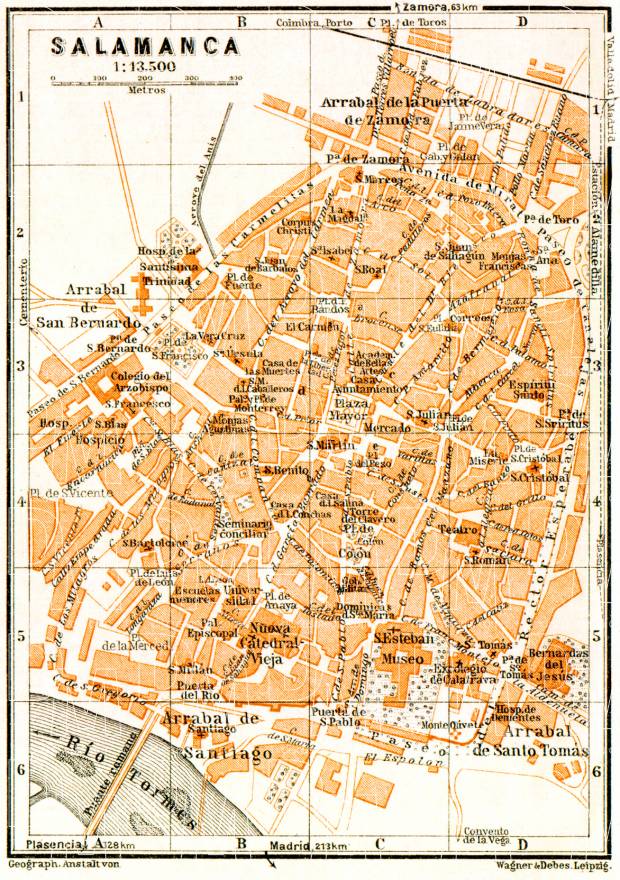 Salamanca city map, 1929. Use the zooming tool to explore in higher level of detail. Obtain as a quality print or high resolution image