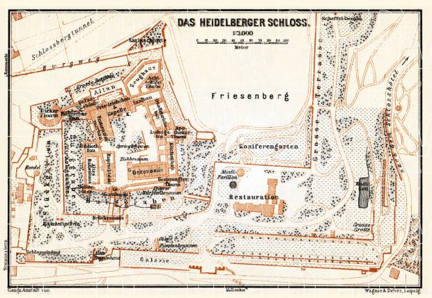 Plan of the Castle of Heidelberg, 1905. Use the zooming tool to explore in higher level of detail. Obtain as a quality print or high resolution image